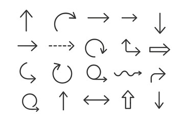 Icon set featuring various directional arrows and flow indicators for design applications and digital interfaces