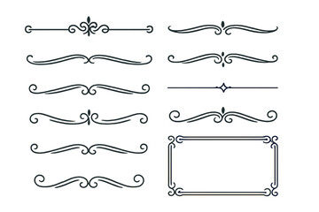 Elegant and decorative icon set featuring various ornate dividers and frames for creative design projects