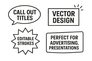 Icon set featuring call out titles and vector design elements suitable for advertising and presentations