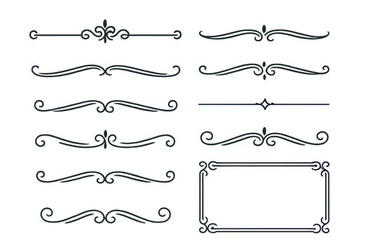 Elegant and decorative icon set featuring various ornate dividers and frames for creative design projects