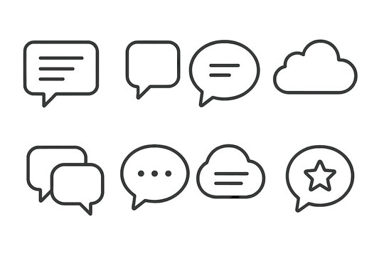 Icon set featuring various speech bubbles and cloud designs for communication tools and applications