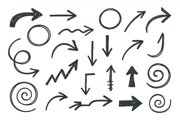 Icon set featuring various arrow styles, shapes, and directions suitable for design projects and presentations