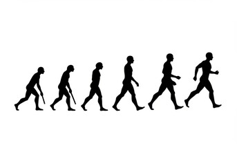 Obraz premium Human evolution silhouette stages
