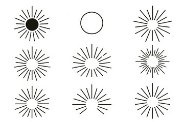 Obraz premium Icon set featuring radiating lines with varying patterns and colors for design projects