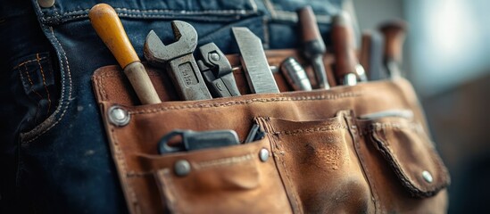 Mechanic's tool pouch, close-up view