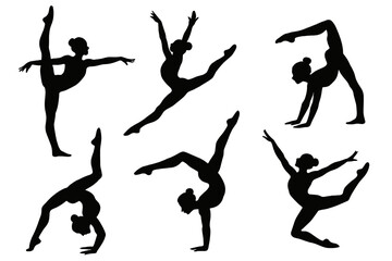 Diverse ballet poses showcasing grace and strength in a collection of dynamic dancer silhouettes