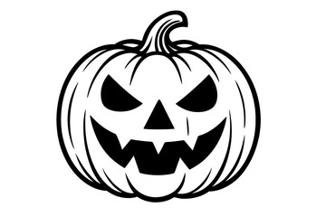 Classic Halloween pumpkin icon featuring a spooky facial expression for festive decorations and designs