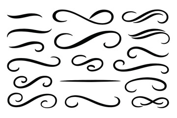 Elegant black icon set featuring decorative swirl designs ideal for various graphic applications and creative projects