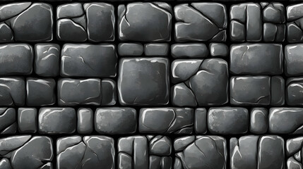 Fototapeta premium Dark Gray Stone Brick Wall Texture with Cracks Detailed Stone Blocks Rough Surface and Weathered Look Perfect for Backgrounds and Textures