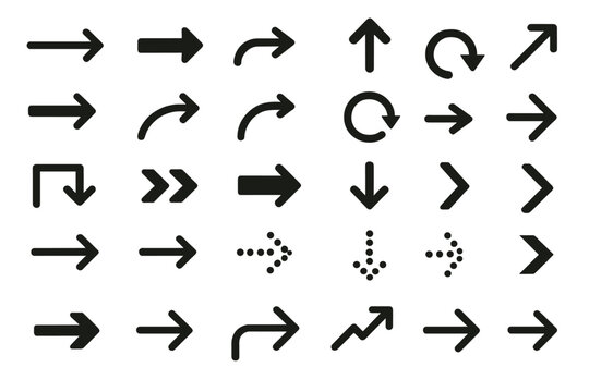 Icon set featuring various directional arrows and symbols for user interface design and navigation elements