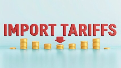 Global trade and tariff impacts. Import tariffs depicted with coins, highlighting economic impact and financial concepts.