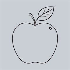 Simple Apple Outline Drawing,Black and White Apple Illustration,Hand Drawn Apple with Leaf,Apple Line Art Design,Minimalist Apple Sketch,Apple Contour Vector Art,Fresh Apple Outline Graphic