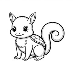 ‎A black and white squirrel line art of a coloring page