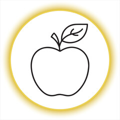 Simple Apple Outline Drawing,Black and White Apple Illustration,Hand Drawn Apple with Leaf,Apple Line Art Design,Minimalist Apple Sketch,Apple Contour Vector Art,Fresh Apple Outline Graphic