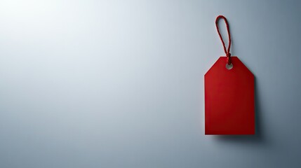 Red price tag on white background as a minimalistic design element for sales promotions and special offers