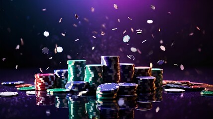 Colorful Poker Chips in Motion – Casino Vibes Illustration


