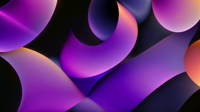 Abstract mesmerizing pattern of interlocking loops and spirals in shades of purple background. Loop animation, seamless footage.