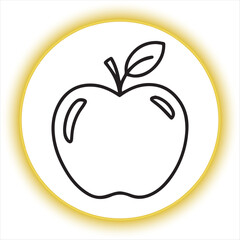 Simple Apple Outline Drawing,Black and White Apple Illustration,Hand Drawn Apple with Leaf,Apple Line Art Design,Minimalist Apple Sketch,Apple Contour Vector Art,Fresh Apple Outline Graphic