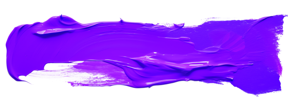 A vivid purple paint stroke isolated against a black backdrop creating a bold artistic statement png