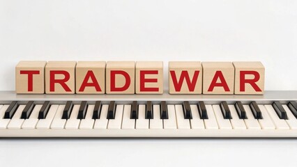 Fototapeta premium Global trade and tariff impacts. Blocks spelling 