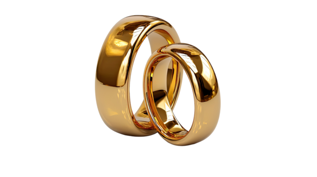 Golden Embrace: Two exquisite golden rings intertwined, symbolizing eternal love, commitment, and the promise of a shared future. A perfect representation of matrimonial bliss.