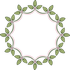Circular garland with leaves. Illustration made with a garland of leaves on a white background creating a circular border.