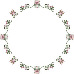 Circular garland with flowers. Illustration made with a garland of flowers on a white background creating a circular border.