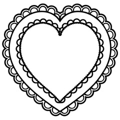 Romantic Lace Heart Line Art for Decor