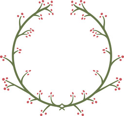 Schematic flower crown. Illustration made with a branch of flowers on a white background creating a floral crown.
