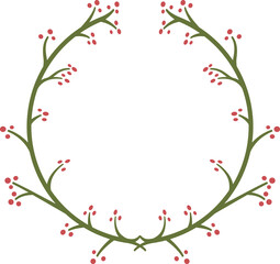 Schematic flower crown. Illustration made with a branch of flowers on a white background creating a floral crown.