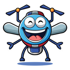 Obraz premium Happy drone character with large smile