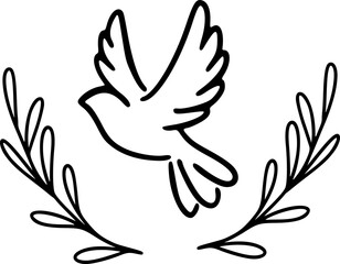  Dove Outline Playful Hand Drawn