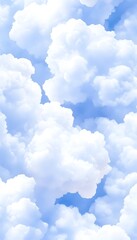 Naklejka premium A vibrant vertical image of fluffy white clouds against a clear blue sky