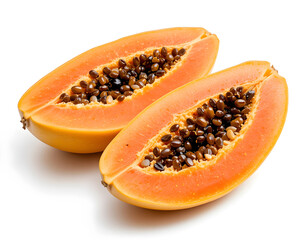 Fresh Ripe Papaya Isolated on White Background