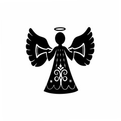 creative Silhouette Angel Singing Icon Vector Illustration 