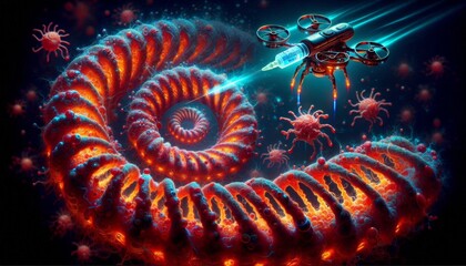 Orange red spiral mechanical design