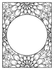 Obraz premium Flowers Circle Adult Coloring Pages
