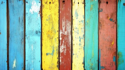Colorful Painted Wooden Wall Texture on wooden background