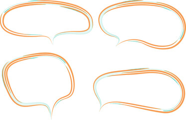 orange green colorful abstract geometric line art speech bubbles set