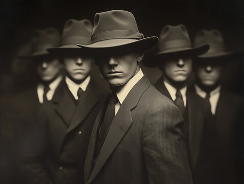 Group of 1920s Mobsters in a Dark and Mysterious Setting