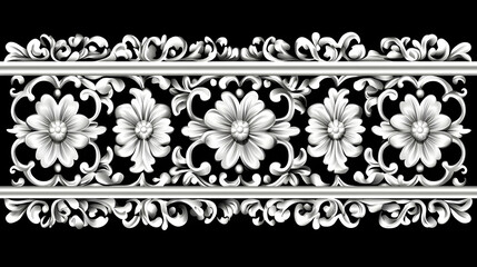 Elegant, symmetrical floral border design with intricate carvings.