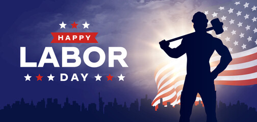 Happy labor day in United States of America background vector. America flag with labor day typography. USA worker poster. 1 May America.	