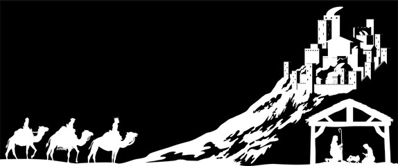 Christmas Nativity Scene Bethlehem Manger Wise Men