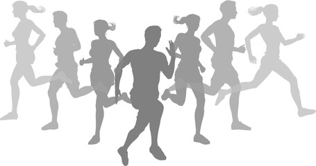Silhouette Runners Running Sports Silhouettes Set