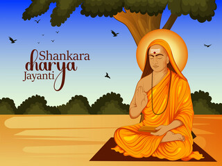 Shankaracharya Jayenti Vector Illustration

