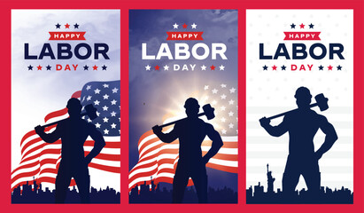 Happy labor day in United States of America background vector. America flag with labor day typography. USA worker poster. 1 May America.	
