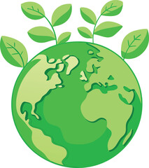 World Environment Day Vector Illustration of the Earth with Flourishing Leaves – Ideal for Eco-Friendly, Sustainable Design Projects and Global Environmental Awareness Campaigns