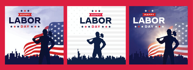 Happy labor day in United States of America background vector. America flag with labor day typography. USA worker poster. 1 May America.	