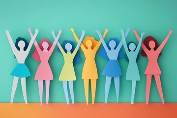 Fototapeta premium Paper People Teamwork Success Celebration7