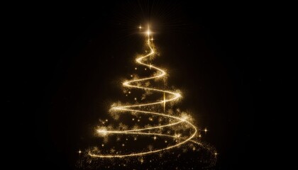 golden sparkling christmas tree shape on black background perfect for web design branding print media vector illustration